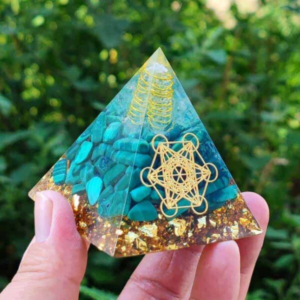 Orgonite Pyramid Metatron with Malachite – Image 2